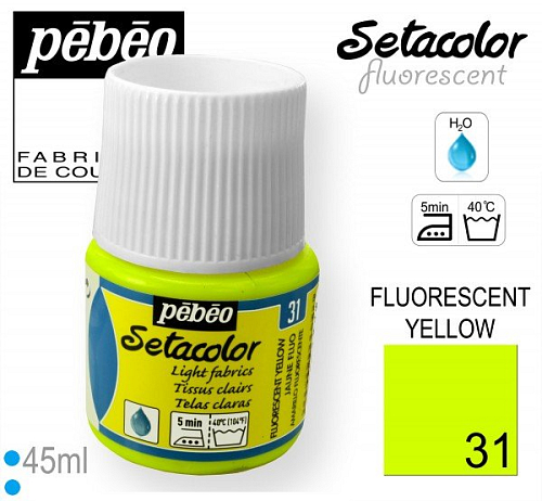 Barva na Textil SETACOLOR Fluorescent Pebeo. barva č. 31 YELLOW. Balení 45ml.