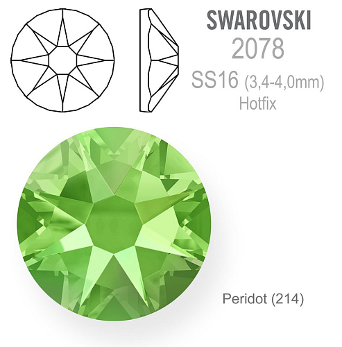 SWAROVSKI xirius rose HOT-FIX velikost SS16 barva PERIDOT