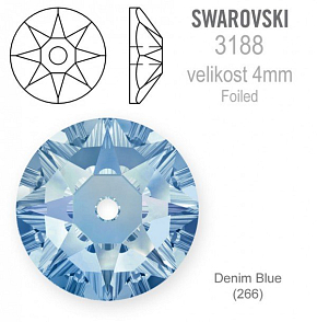 Swarovski 3188 XIRIUS Lochrose našívací kameny velikost pr.4mm barva Denim Blue 