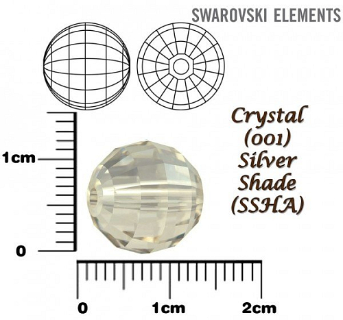 SWAROVSKI ELEMENTS Chessboard BEAD 5005 barva CRYSTAL (001) SILVER SHADE (SSHA) velikost 12mm.