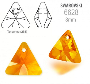 Swarovski 6628 XILION Triangle Pendant 8mm. Barva Tangerine (258).
