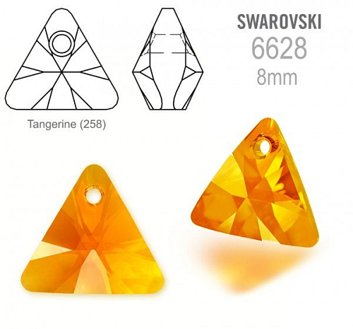 Swarovski 6628 XILION Triangle Pendant 8mm. Barva Tangerine (258).