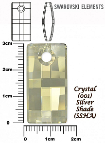 SWAROVSKI 6696 URBAN Pendant barva CRYSTAL SILVER SHADE velikost 30mm.