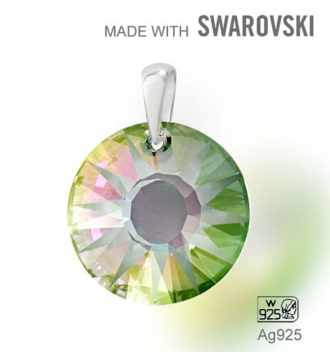 Přívěsek Made with Swarovski 6724 Crystal (001) Paradise Shine V (PARSV) 19mm+šlupna Ag925