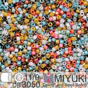 Korálky Miyuki Delica 11/0. Barva Frosted Fall Leaves Mix DB3050. Balení 5g