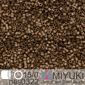 Korálky Miyuki Delica 15/0. Barva DBS 0322 Matte Metallic Dark Bronze. Balení 2g.