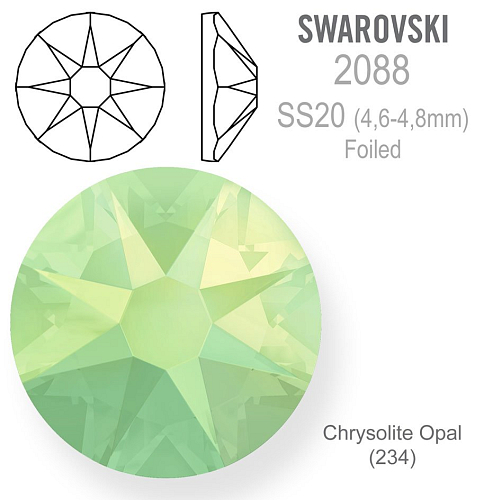 SWAROVSKI XIRIUS FOILED velikost SS20 barva CHRYSOLITE OPAL