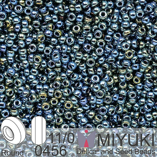 Korálky Miyuki Round 11/0. Barva 0456 Gunmetal Iris. Balení 5g.