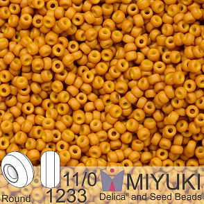 Korálky Miyuki Round 11/0. Barva 1233 Matte Opaque Mustard. Balení 5g.