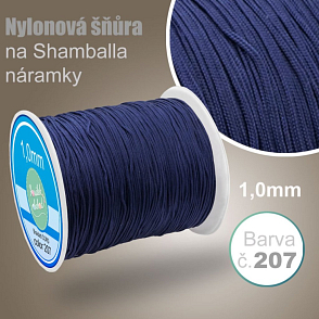 Nylonová šňůra na Shamballa náramky průměr nitě 1,0mm. Barva č.207 tmavá Modrá