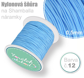 Nylonová šňůra na Shamballa náramky průměr nitě 0,5mm. Barva č.12 Modrá