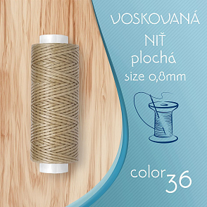 Voskovaná nit 0,8mm PLOCHÁ cívka 30m barva č.36 Sand Yellow