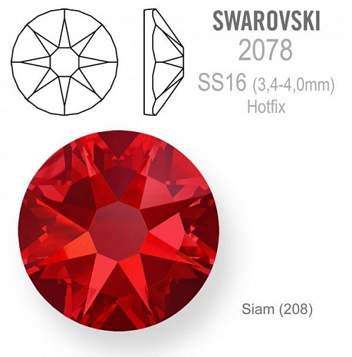 Swarovski xirius rose HOTFIX 2078 velikost SS16 barva Siam 