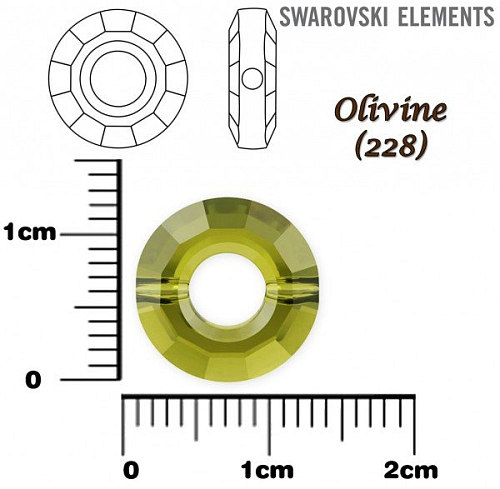 SWAROVSKI ELEMENTS RING BEAD 5139 barva OLIVINE (228) velikost 12,5mm.