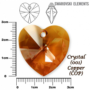SWAROVSKI Heart Pendant barva CRYSTAL COPPER velikost 28mm