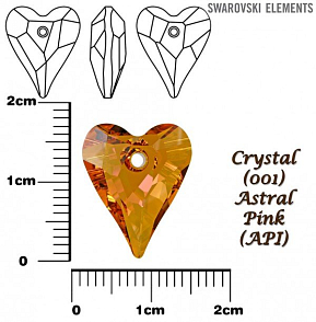 SWAROVSKI Wild Heart Pendant barva CRYSTAL ASTRAL PINK velikost 17mm.