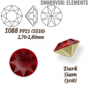 SWAROVSKI ELEMENTS 1088 XIRIUS Chaton PP21 (SS10) 2,70-2,80mm barva Dark Siam (308).