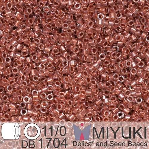 Korálky Miyuki Delica 11/0. Barva Copper Pearl Lined Pink Mist  DB1704. Balení 5g.
