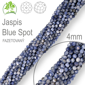 Korálky z minerálů Jaspis Blue Spot Fazetovaný přírodní polodrahokam. Velikost pr.4mm. Balení 95Ks.