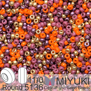 Korálky Miyuki Round 11/0. Barva  African Glow Mix 5136. Balení 5g.