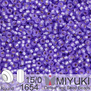 Korálky Miyuki Round 15/0. Barva 1654 Dyed SF S/L Purple. Balení 5g