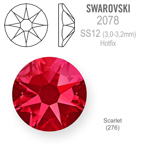 Swarovski Xirius Rose HOT-FIX velikost SS12 barva Scarlet (276). 