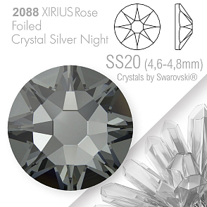 SWAROVSKI  XIRIUS Rose 2088 Foiled. Barva Crystal Silver Night velikost SS20 (4,6-4,8mm). Balení 15Ks.