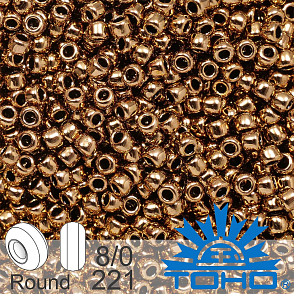 Korálky TOHO tvar ROUND (kulaté). Velikost 8/0. Barva č. 221-Bronze. Balení 10g.