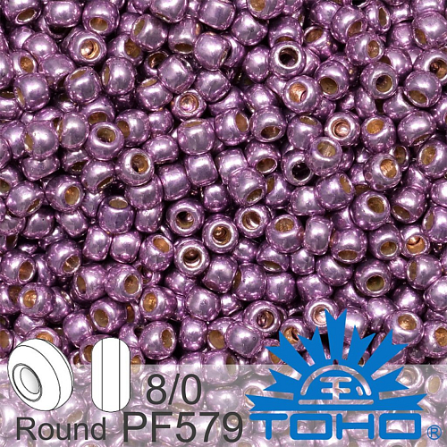 Korálky TOHO tvar ROUND (kulaté). Velikost 8/0. Barva PF579 Permafinish - Galvanized Pale Lilac. Balení 10g.