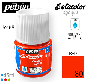 Barva na Textil SETACOLOR OPAQUE Pebeo. barva č. 80 RED. Balení 45ml.