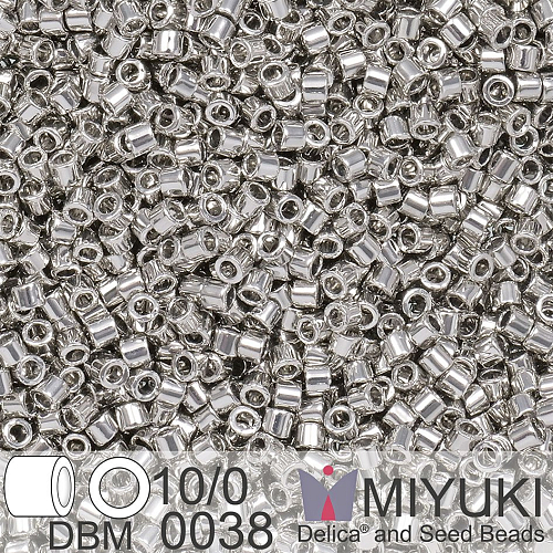 Korálky Miyuki Delica 10/0. Barva Palladium Plated  DBM0038. Balení 3g.