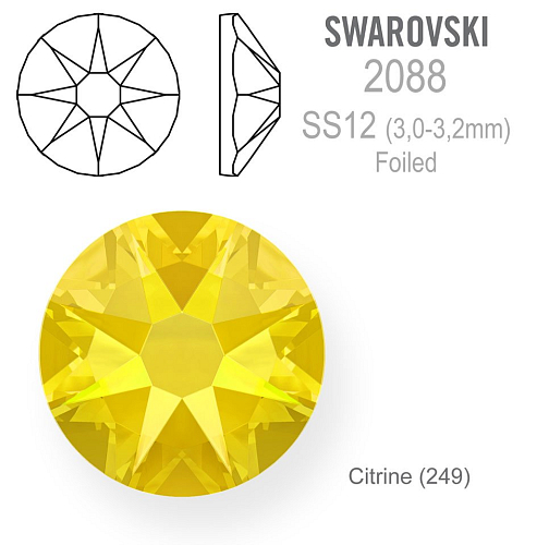 SWAROVSKI 2088 XIRIUS  FOILED velikost SS12 barva CITRINE 