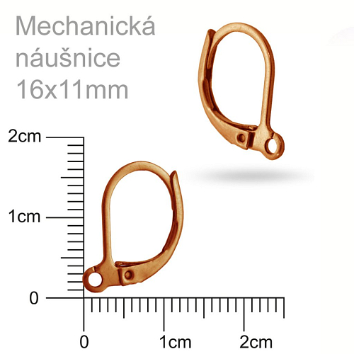 Náušnice mechanická FK 1. Velikost 15x12mm. Barva staroměděná.