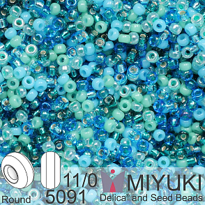 Korálky Miyuki Round 11/0. Barva Blue Lagoon Mix 5091. Balení 5g.
