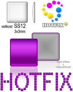 Kovové NAILHEAD HOTFIX nažehlovací polotovary. SQUARE Velikost SS12 (3,00-3,20mm) Tl.0,6mm. Barva 036 FIALOVÁ (lesklá ocelová). Balení 70Ks.