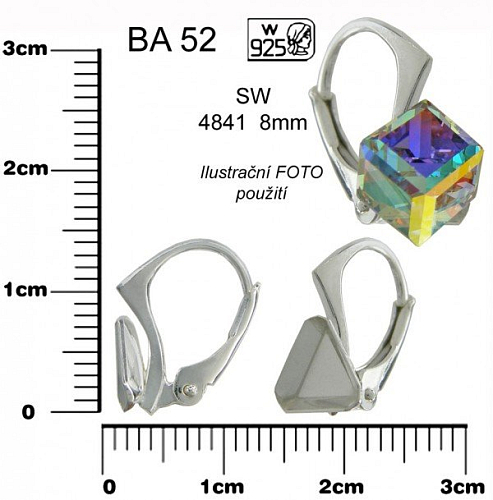 NÁUŠNICE na SW 4841 8mm ozn.BA 52. Materiál STŘÍBRO AG925.váha 0,71g.