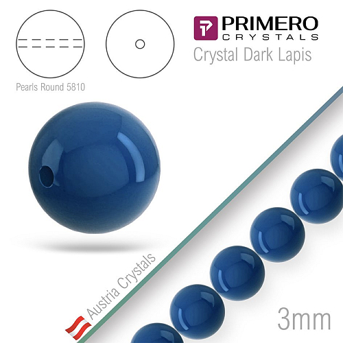Korálky PRIMERO Crystals 5810. Barva Crystal Dark Lapis. Velikost 3mm balení-50Ks.