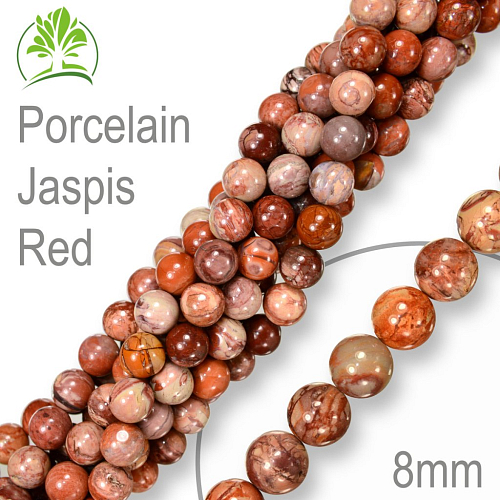 Korálky z minerálů Porcelain Jaspis Red přírodní polodrahokam. Velikost pr.8mm. Balení 10Ks.