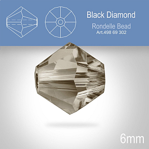 PRECIOSA Bicone MC BEAD (sluníčko) velikost 6mm. Barva Black Diamond. Balení 21ks .