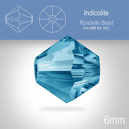 PRECIOSA Bicone MC BEAD (sluníčko) velikost 6mm. Barva Indicolite. Balení 18ks .