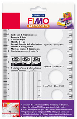Šablona s měřítkem FIMO pro získání přesných poměrů při míchání polymerové hmoty velikost 20x12cm