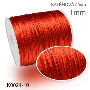 SATÉNOVÁ (polyesterová) šňůra  velikost průměr 1mm. Barva K0024-10 Červená. 