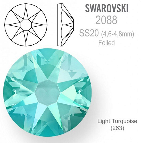 SWAROVSKI 2088 XIRIUS FOILED velikost SS20 barva Light Turquoise