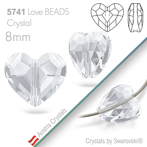 SWAROVSKI Love Beads 5741. Barva Crystal  Velikost 8mm