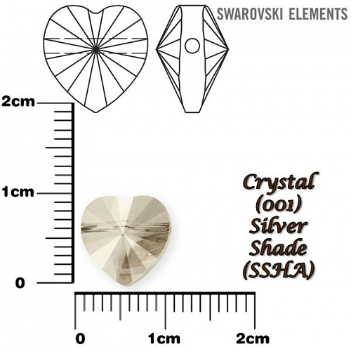 SWAROVSKI KORÁLKY Heart Bead barva CRYSTAL SILVER SHADE velikost 10mm