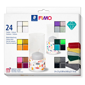 FIMO Effect v balení 24 barevných bloků FIMO po 25g.