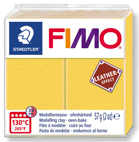 FIMO LEATHER efekt barva ŠAFRÁNOVÁ ŽLUTÁ č.109 balení  57g