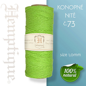 Konopná nit HEMP CORD síla nitě 1,0mm. METRÁŽ Barva č.73 Zelená