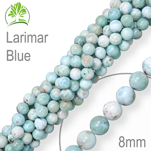 Korálky z minerálů Larimar Blue přírodní polodrahokam. Velikost pr.8mm. Balení 10Ks.