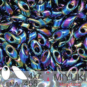 Korálky MIYUKI tvar Long MAGATAMA velikost 4x7mm. Barva LMA-455 Met Variegated Blue Iris . Balení 5g